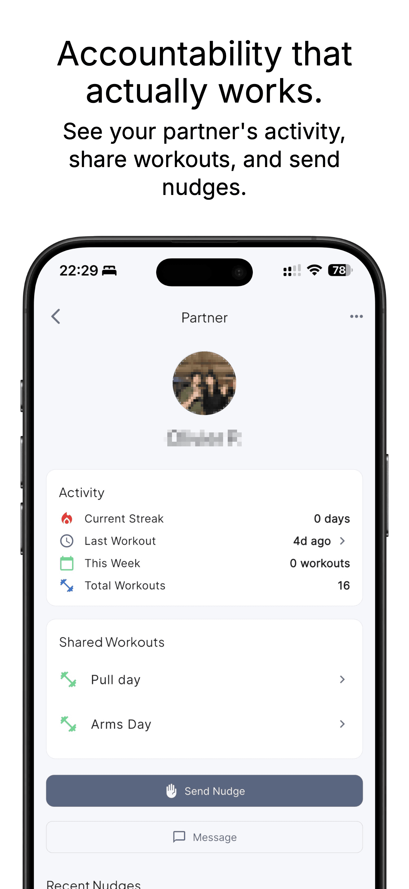RepTribe partner profile showing activity and shared workouts